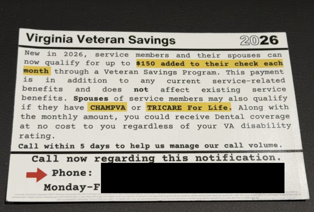 This shows a fraudulent postcard sent 